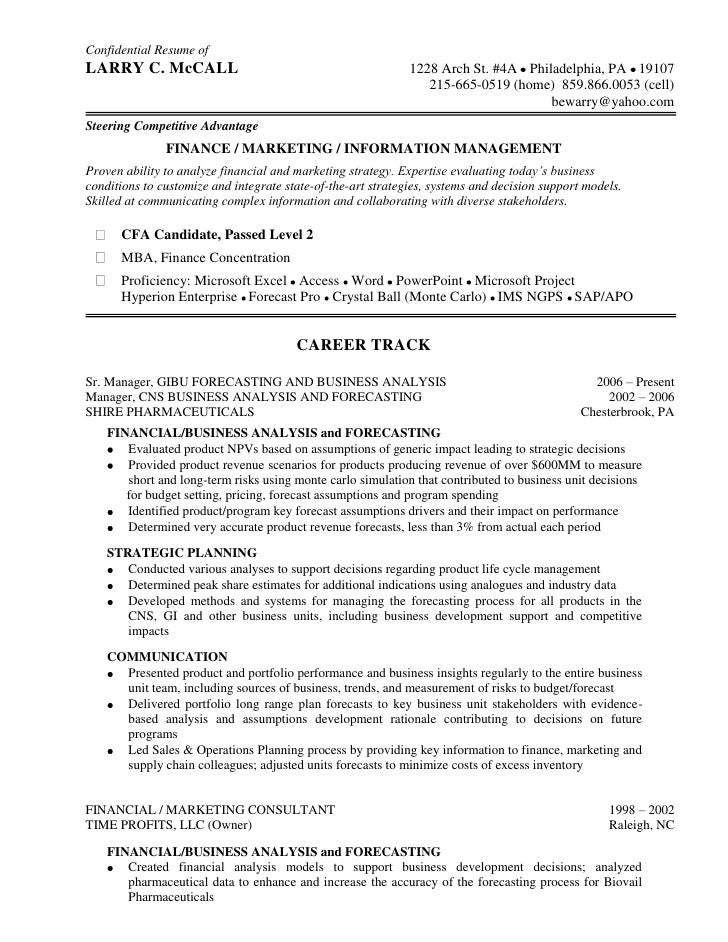 Cfa financial analyst resume