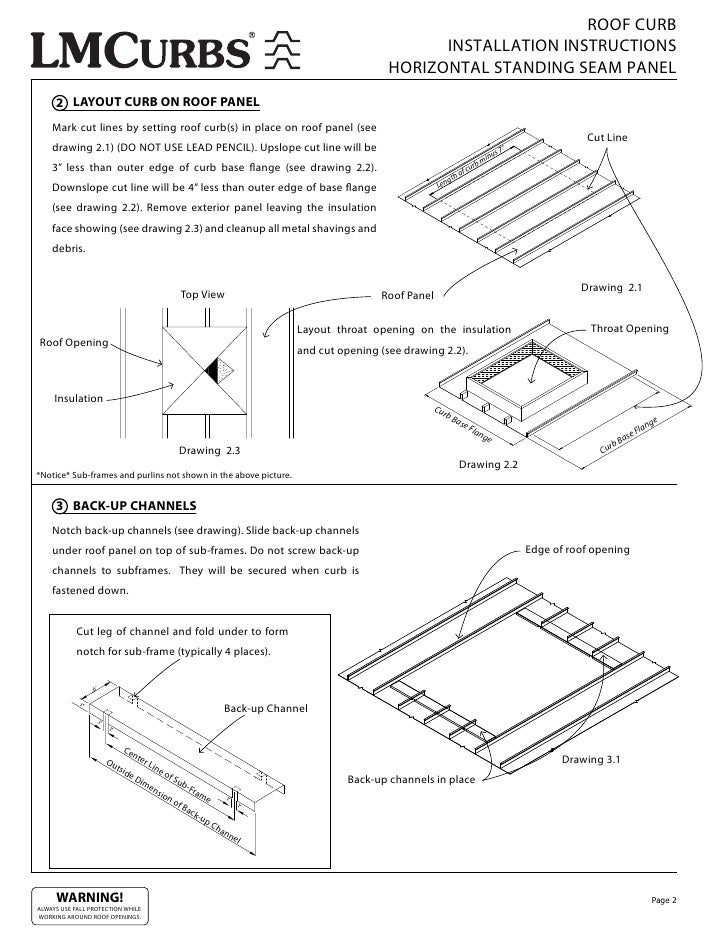 lmcurbs roof curb installation instructions for horizontal standing s sheet metal roof installation instructions