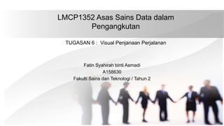 LMCP1352 Asas Sains Data dalam
Pengangkutan
TUGASAN 6 : Visual Penjanaan Perjalanan
Fatin Syahirah binti Asmadi
A158630
Fakulti Sains dan Teknologi / Tahun 2
 