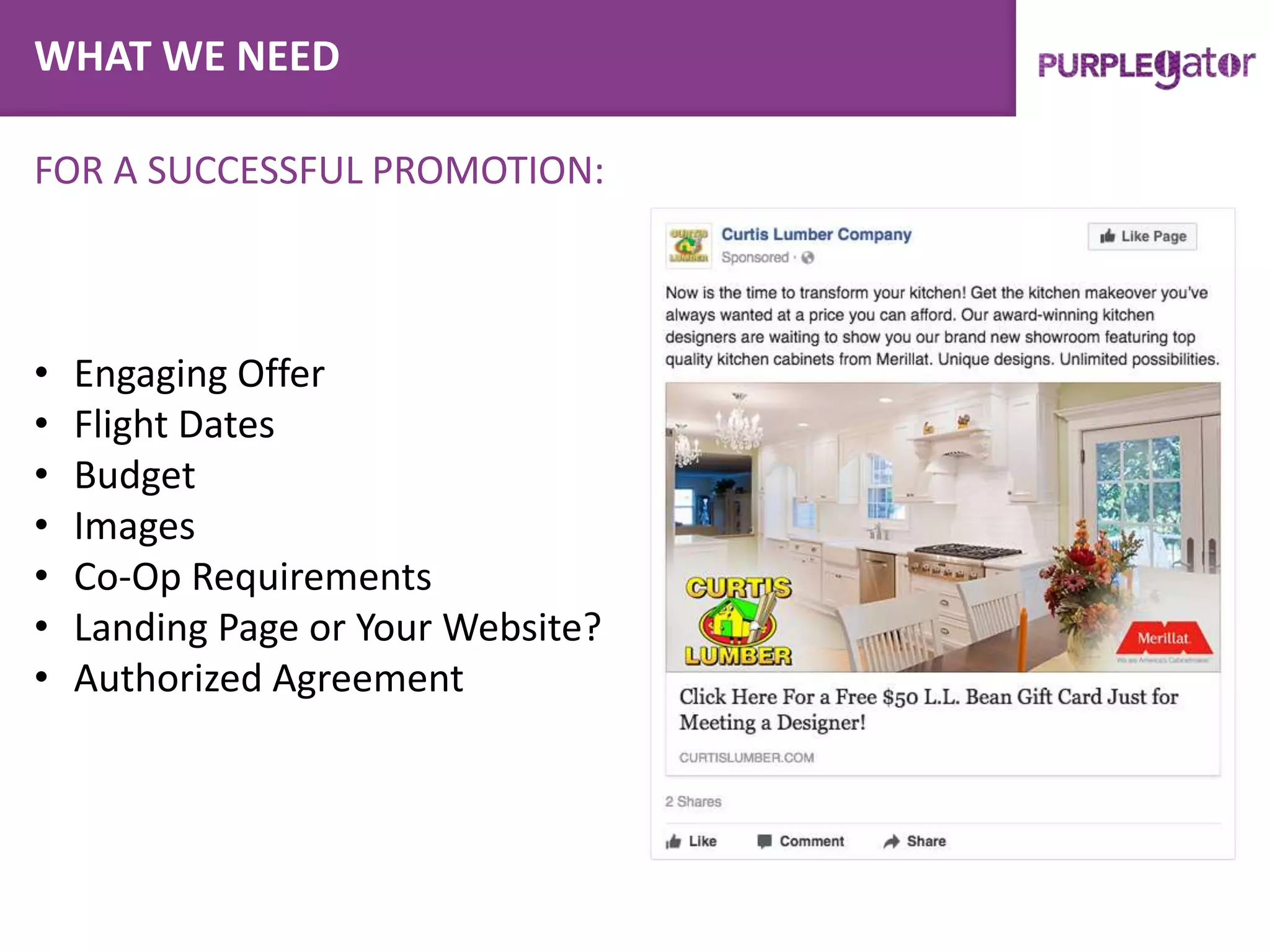 WHAT WE NEED
FOR A SUCCESSFUL PROMOTION:
• Engaging Offer
• Flight Dates
• Budget
• Images
• Co-Op Requirements
• Landing Page or Your Website?
• Authorized Agreement
 