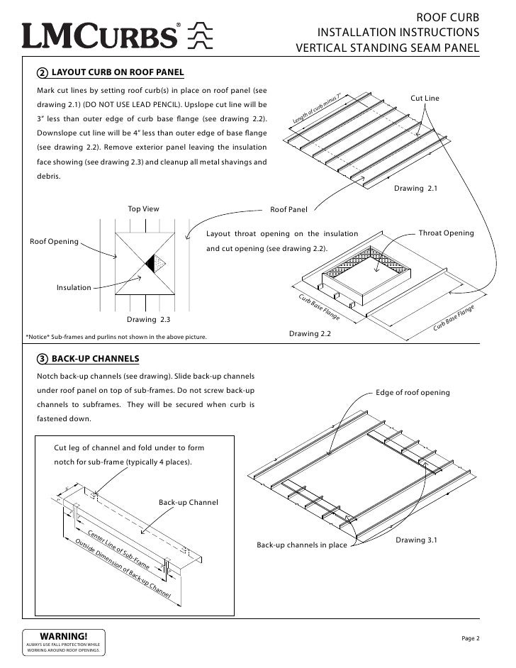 LMCurbs Roof Curb Installation Instructions For Vertical Standing Seam