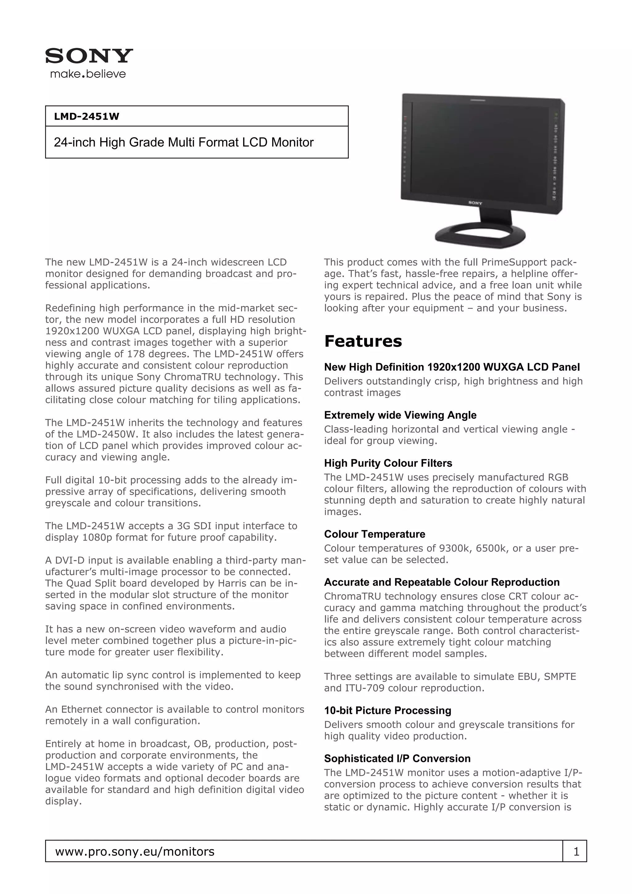 Decoder Lmd Sony LMD-2451W | PDF