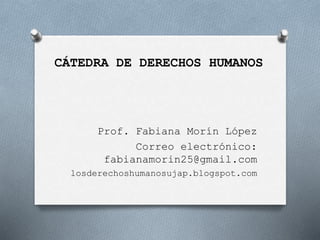 CÁTEDRA DE DERECHOS HUMANOS
Prof. Fabiana Morín López
Correo electrónico:
fabianamorin25@gmail.com
losderechoshumanosujap.blogspot.com
 