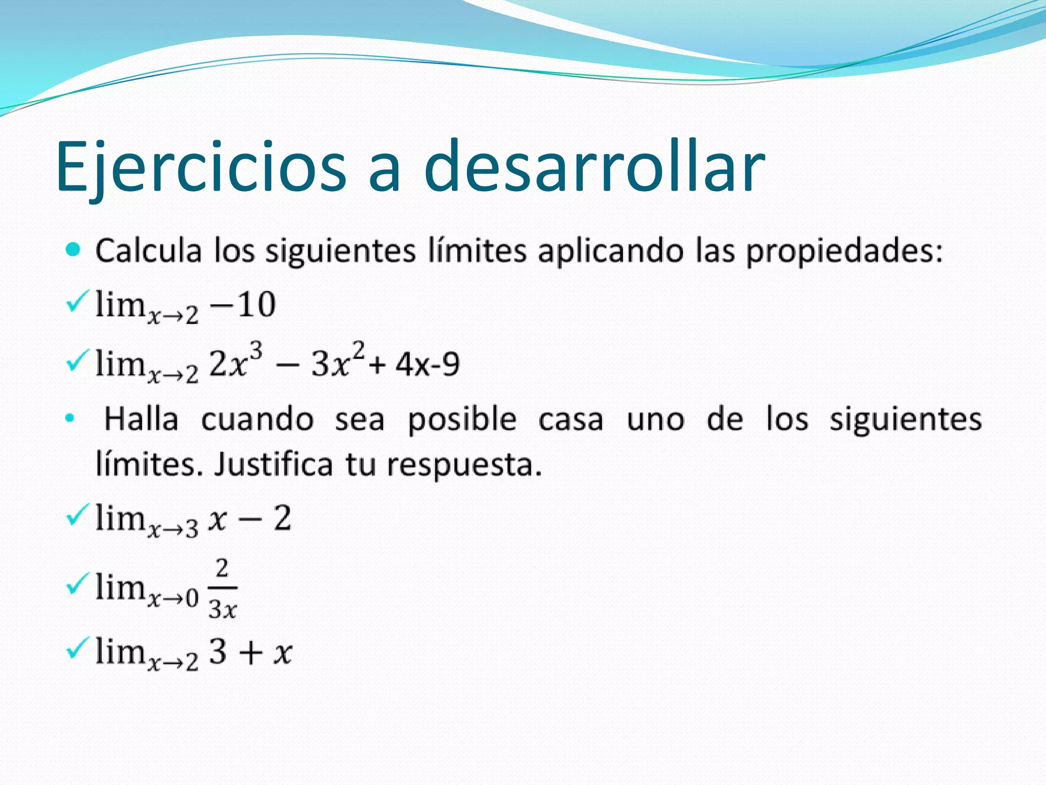 Ejercicios a desarrollar
