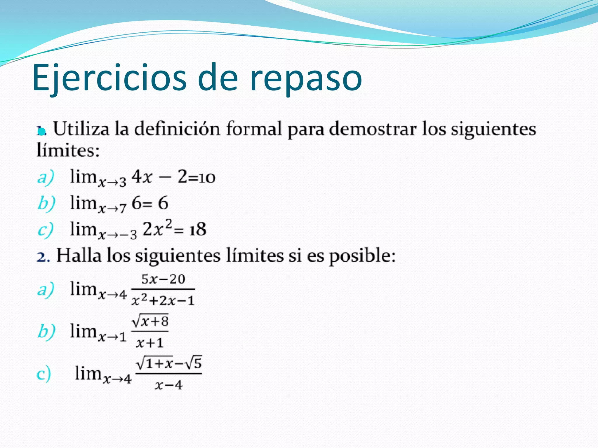 Ejercicios de repaso
