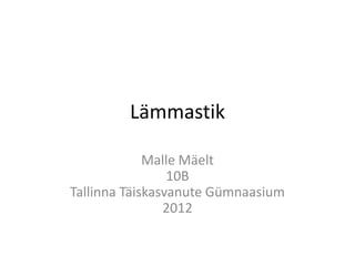 Lämmastik

             Malle Mäelt
                 10B
Tallinna Täiskasvanute Gümnaasium
                2012
 