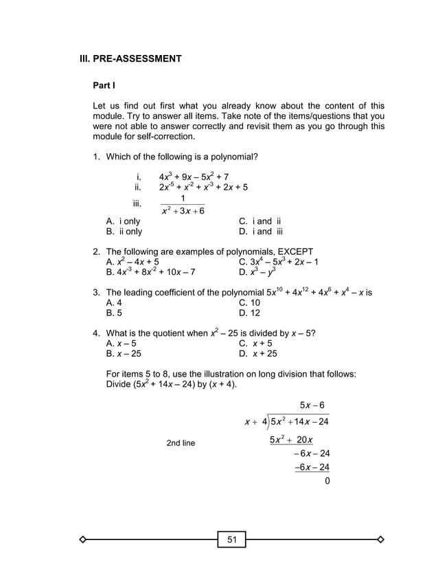 MATH GRADE 10 LEARNER'S MODULE
