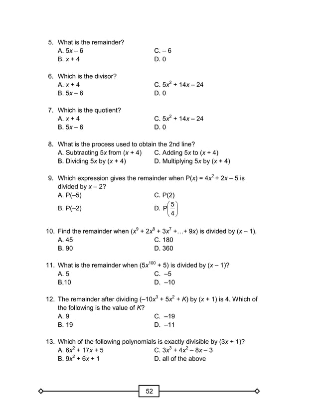 MATH GRADE 10 LEARNER'S MODULE