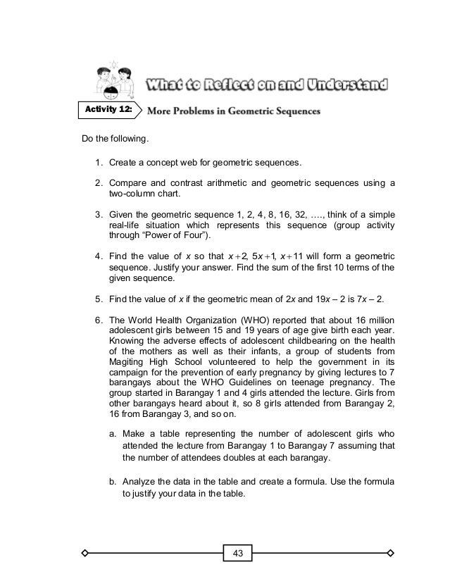 arithmetic sequence worksheet answers