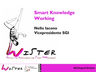 #d2dnapoli #wister
Foto di relax design, Flickr
Smart Knowledge
Working
Nello Iacono
Vicepresidente SGI
 