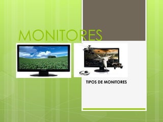 MONITORES

       TIPOS DE MONITORES
 