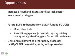 LMP process and its support for the incorporation of livestock in NAIPs