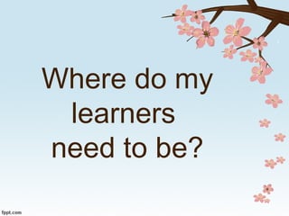 Where do my
learners
need to be?
 