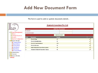 Add New Document Form This form is used to add or update documents details . 