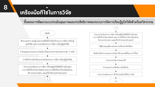 8
ขั้นตอนการพัฒนาแบบประเมินคุณภาพและประสิทธิภาพของระบบการจัดการเรียนรู้ยูบิควิตัสด้วยจินตวิศวกรรม
5
1
0.50
1
 