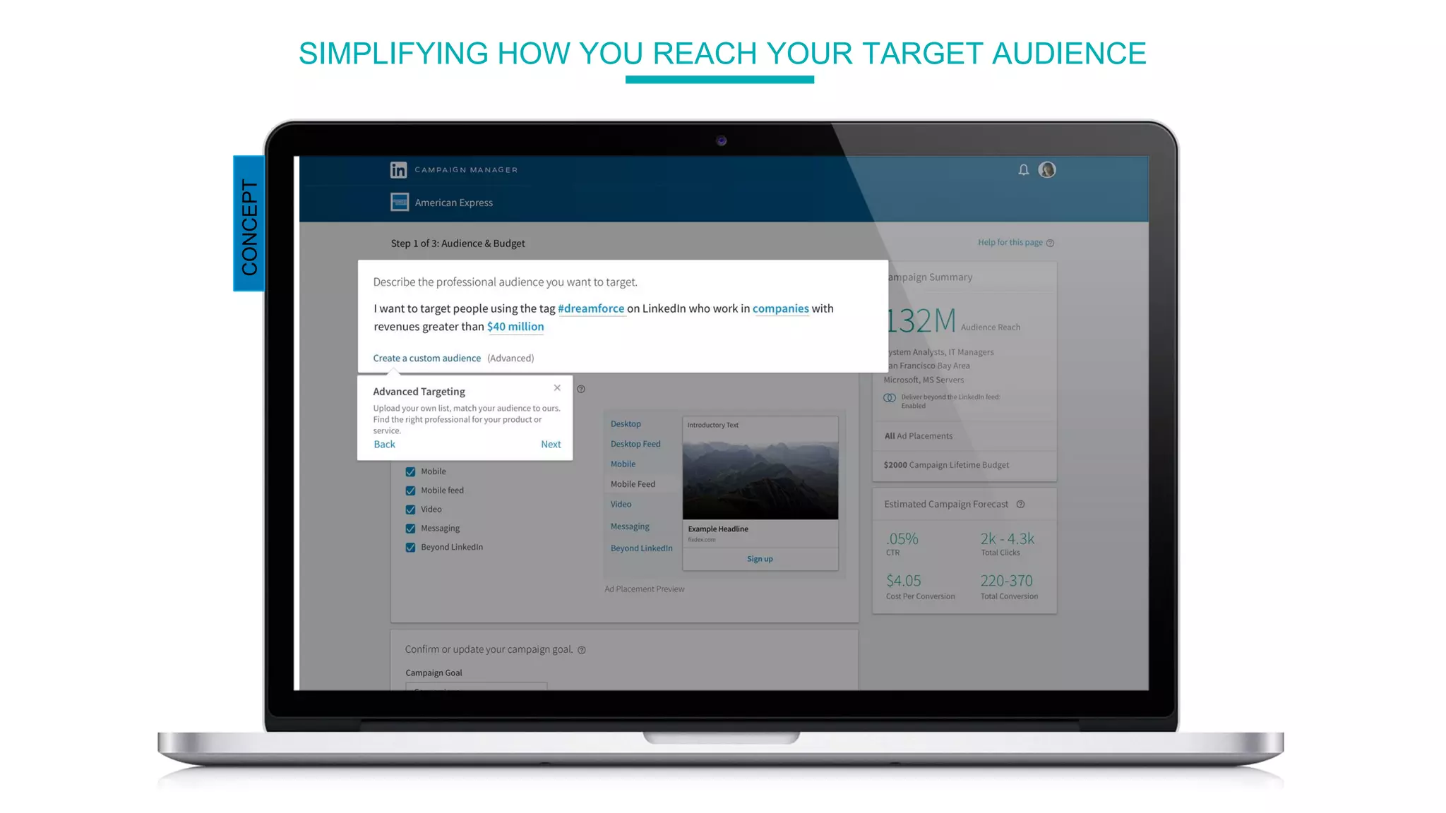 SIMPLIFYING HOW YOU REACH YOUR TARGET AUDIENCE
CONCEPT
 