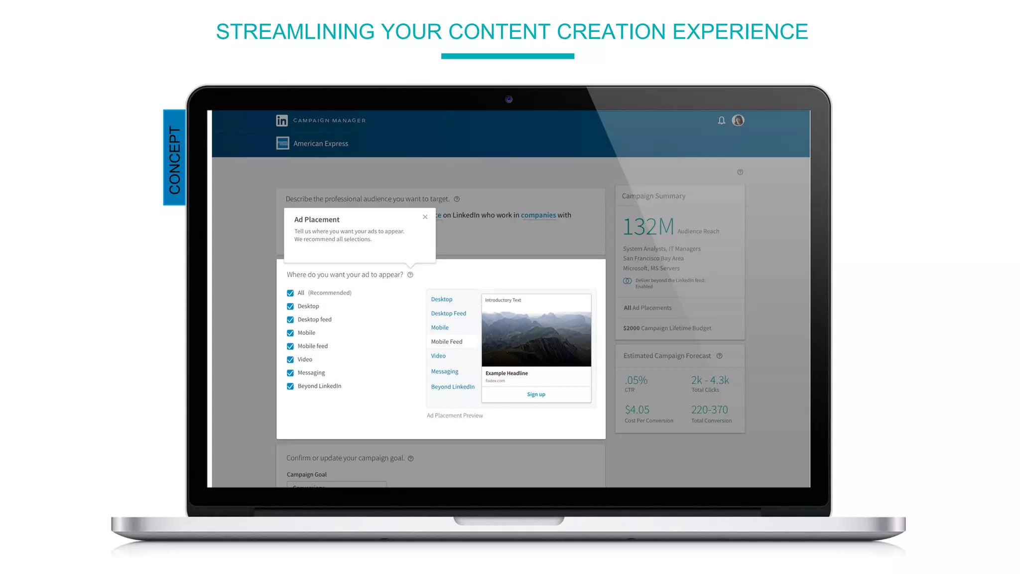 STREAMLINING YOUR CONTENT CREATION EXPERIENCE
CONCEPT
 