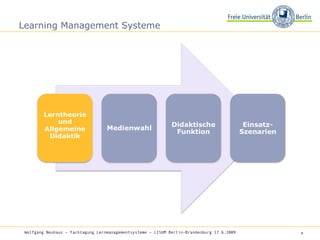 Learning Management Systeme Wolfgang Neuhaus – Fachtagung Lernmanagementsysteme – LISUM Berlin-Brandenburg 17.6.2009   