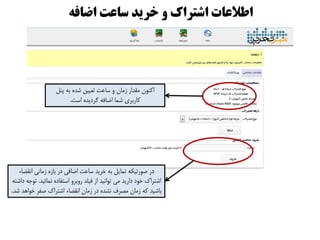 ‫پٌل‬ ِ‫ب‬ ُ‫شذ‬ ‫تعییي‬ ‫ساعت‬ ٍ ‫سهاى‬ ‫همذار‬ ‫اوٌَى‬
‫است‬ ُ‫گزدیذ‬ ِ‫اضاف‬ ‫شوا‬ ‫واربزی‬.
‫اًمضاء‬ ‫سهاًی‬ ُ‫باس‬ ‫در‬ ‫اضافی‬ ‫ساعت‬ ‫خزیذ‬ ِ‫ب‬ ‫توایل‬ ِ‫طَرتیى‬ ‫در‬
‫ًوائیذ‬ ُ‫استفاد‬ ٍ‫رٍبز‬ ‫فیلذ‬ ‫اس‬ ‫تَاًیذ‬ ‫هی‬ ‫داریذ‬ ‫خَد‬ ‫اشتزان‬.ِ‫داشت‬ ِ‫تَج‬
‫شذ‬ ‫خَاّذ‬ ‫طفز‬ ‫اشتزان‬ ‫اًمضاء‬ ‫سهاى‬ ‫در‬ ُ‫ًشذ‬ ‫هظزف‬ ‫سهاى‬ ِ‫و‬ ‫باشیذ‬.
ٍ‫اضاف‬ ‫ساعت‬ ‫خزیذ‬ ‫ي‬ ‫اضتزاک‬ ‫اطالعات‬
 
