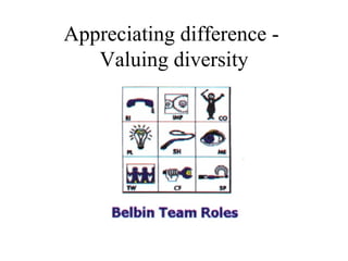 Appreciating difference -  Valuing diversity 