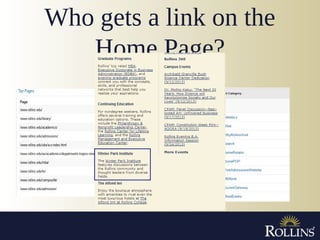 Who gets a link on the
Home Page?
 