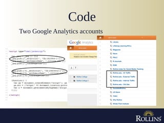 Code
Two Google Analytics accounts
 
