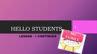 HELLO STUDENTS….
LESSON - 1 CONTINUES
1
 