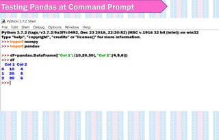 Testing Pandas at Command Prompt
 
