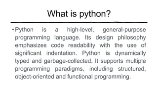 Python.pptx | Programming Languages | Computing