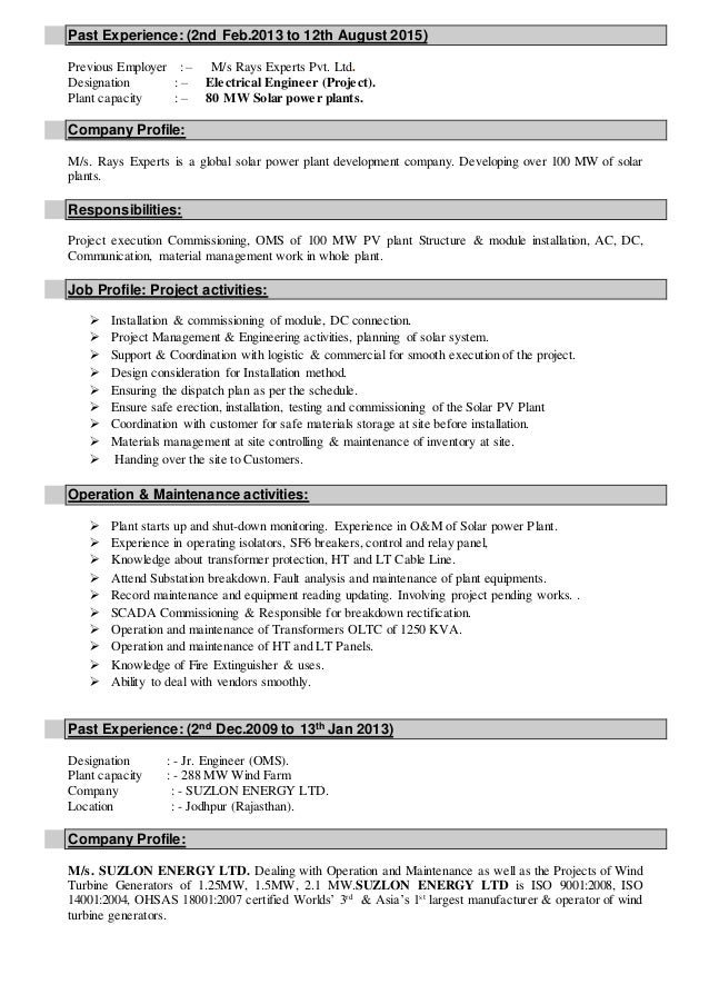 power plant engineer resumes