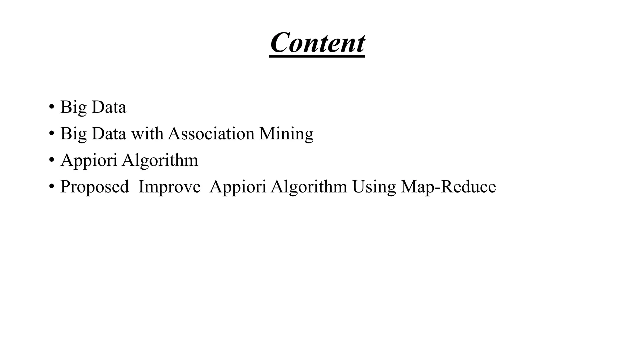 Mining on Relationships in Big Data era using Improve Apriori Algorithm ...
