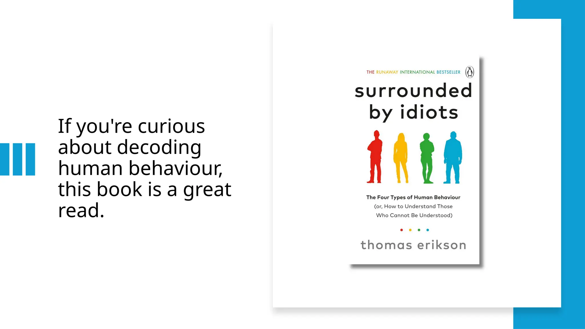 If you're curious
about decoding
human behaviour,
this book is a great
read.
 