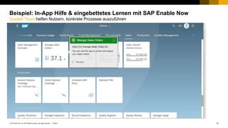 17PUBLIC© 2018 SAP SE or an SAP affiliate company. All rights reserved. ǀ
Beispiel: In-App Hilfe & eingebettetes Lernen mit SAP Enable Now
Guided Tours helfen Nutzern, konkrete Prozesse auszuführen
 