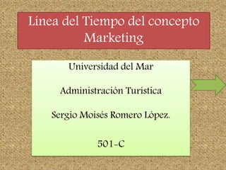Línea del Tiempo del concepto 
Marketing 
Universidad del Mar 
Administración Turística 
Sergio Moisés Romero López. 
501-C 
 