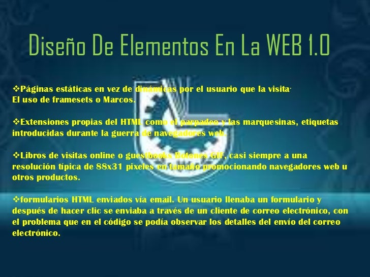 Resultado de imagen para elementos de la web 1.0