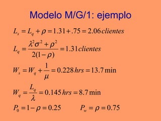 Modelo M/G/1: ejemplo 