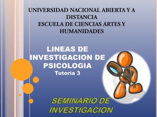 LINEAS DE
INVESTIGACION DE
PSICOLOGIA
Tutoría 3

 