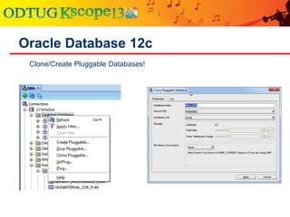 Oracle Database 12c
Clone/Create Pluggable Databases!
 