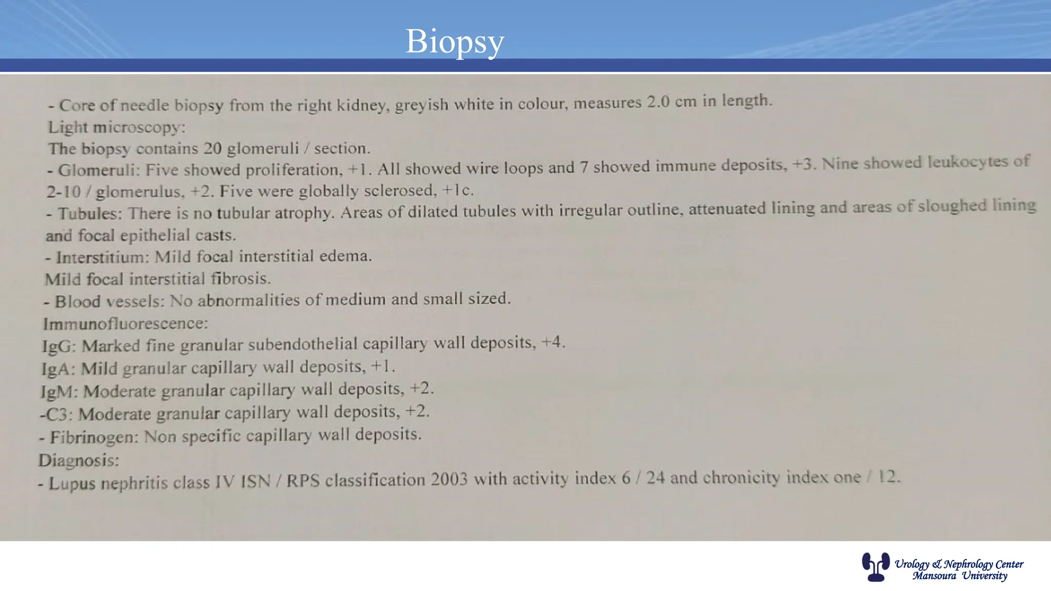 Urology & Nephrology Center
Mansoura University
Biopsy
 