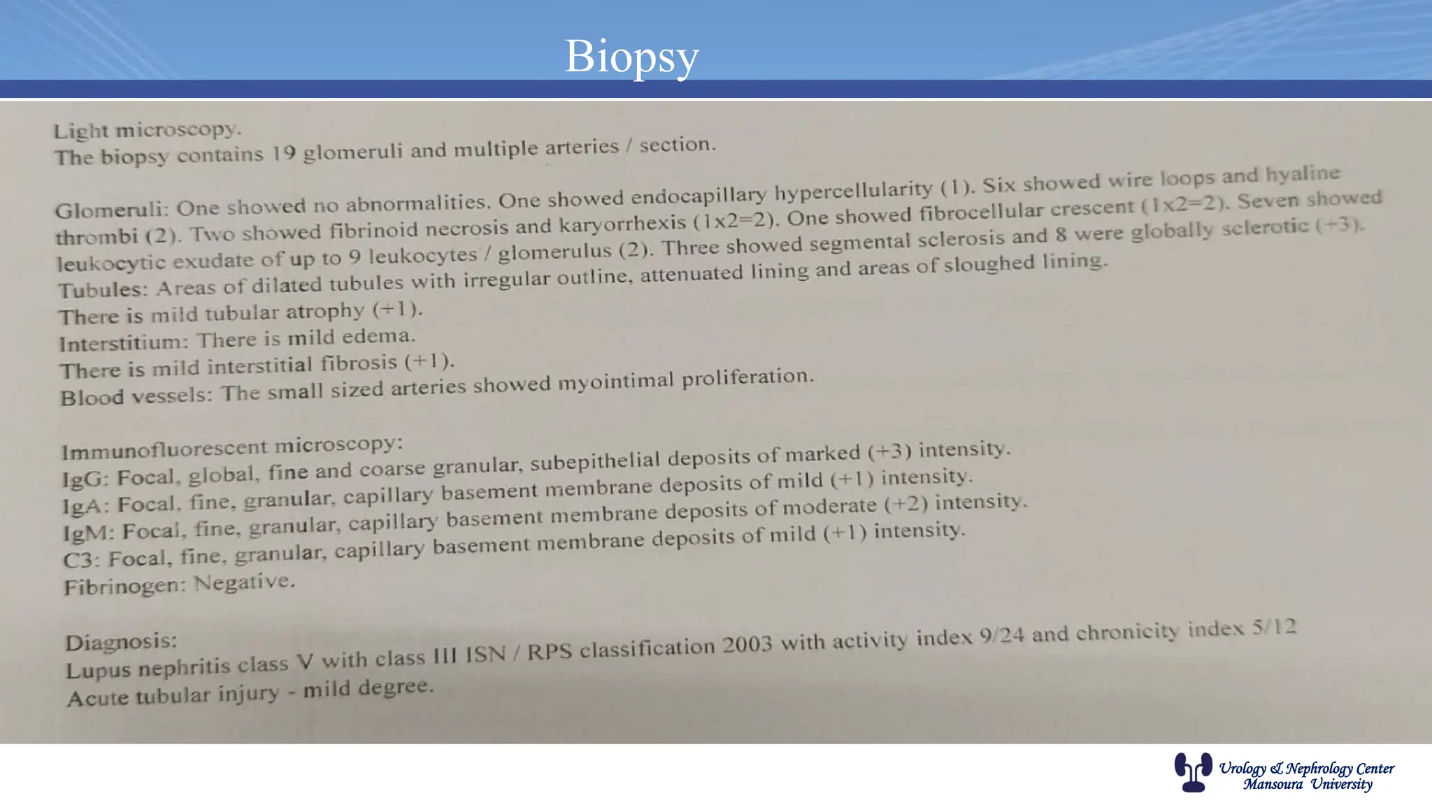 Urology & Nephrology Center
Mansoura University
Biopsy
 