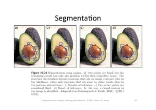 SegmentaOon	
  
83	
  Computer	
  vision:	
  models,	
  learning	
  and	
  inference.	
  	
  ©2011	
  Simon	
  J.D.	
  Prince	
  
 