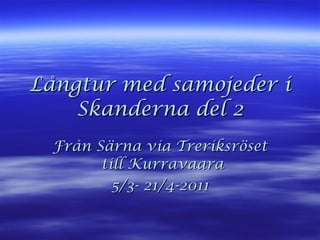 Långtur med samojeder i Skanderna del 2 Från Särna via Treriksröset  till Kurravaara 5/3- 21/4-2011 