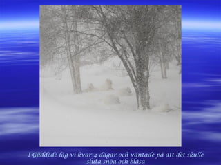 I Gäddede låg vi kvar 4 dagar och väntade på att det skulle
sluta snöa och blåsa
 