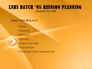 Lnhs Batch 95 Reunion Planning(1) | PPT