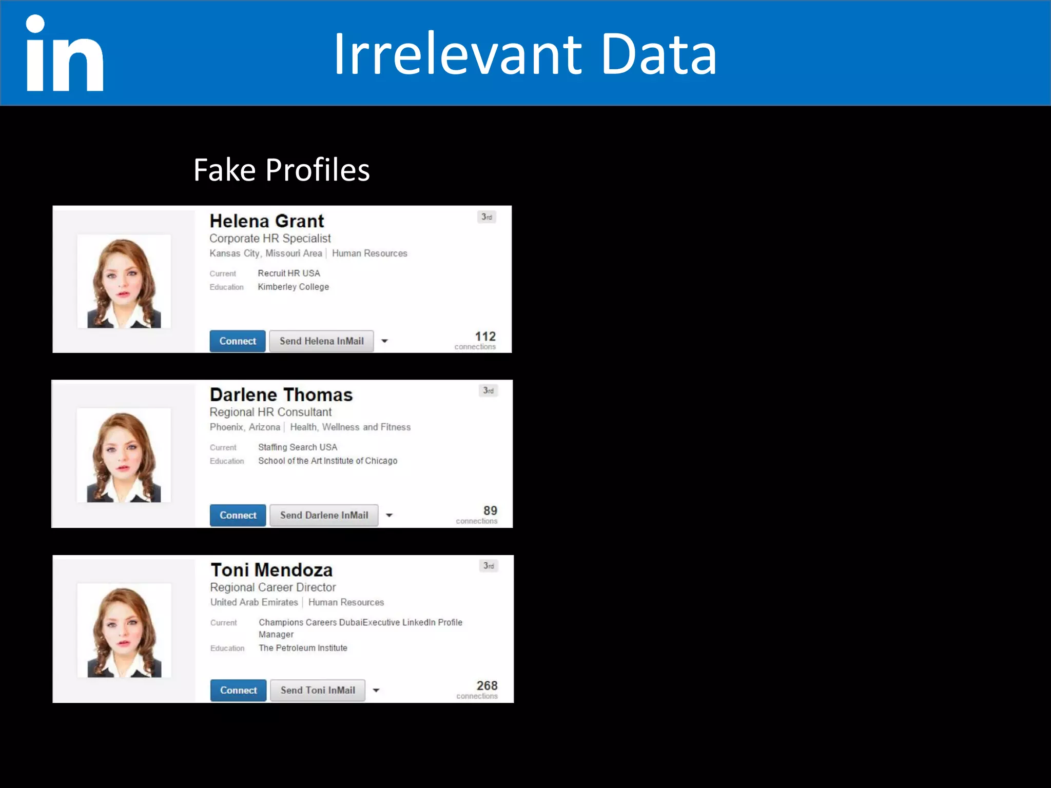 Profiles
• 80% is false, scam or not-active
• Not omnicareer resume and job formats
• Employees available for headhunters
Network
• Contacts not synced or organized
• No rich or team communications
• No CRM
Knowledge
• Mostly spam or reposts
• No search or discussions
• Massive news feeds
 