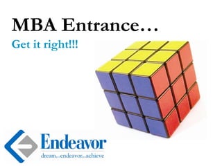 MBA Entrance…
Get it right!!!
 