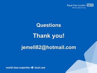 Questions
Thank you!
jemell82@hotmail.com
 