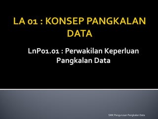 LnP01.01 : Perwakilan Keperluan
Pangkalan Data
SMK Pengurusan Pangkalan Data
 