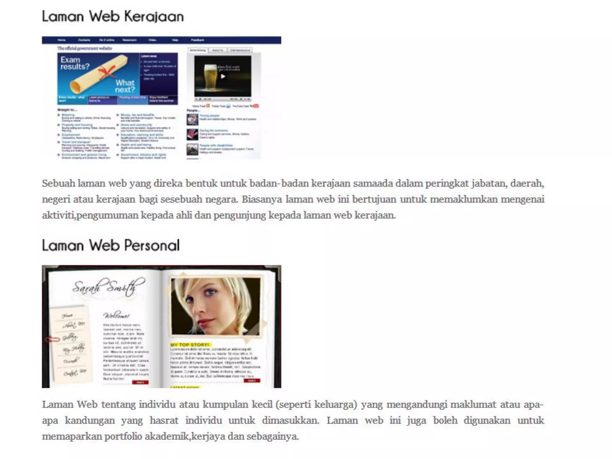 Jenis-Jenis Laman Web
 