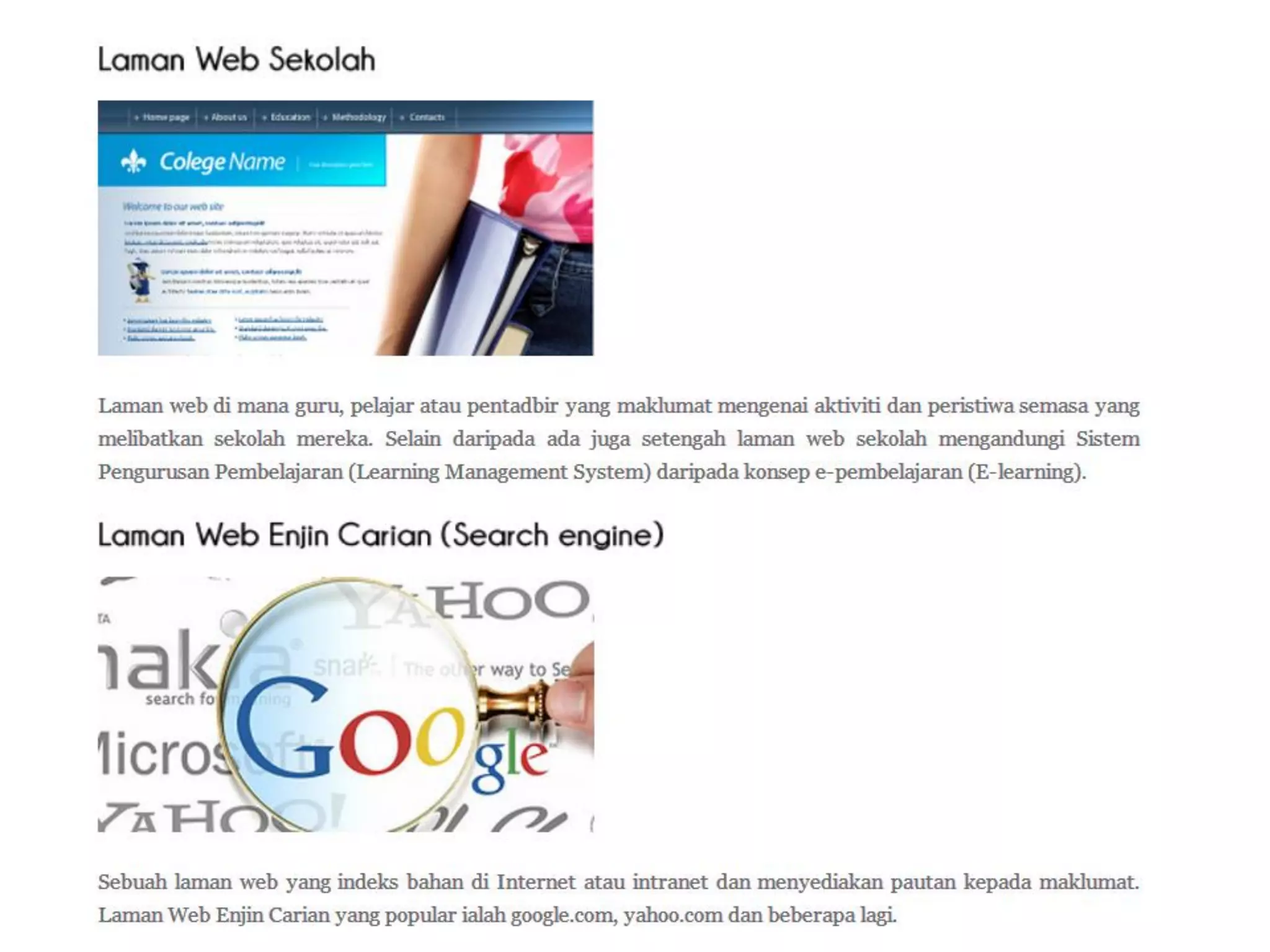 Jenis-Jenis Laman Web
 